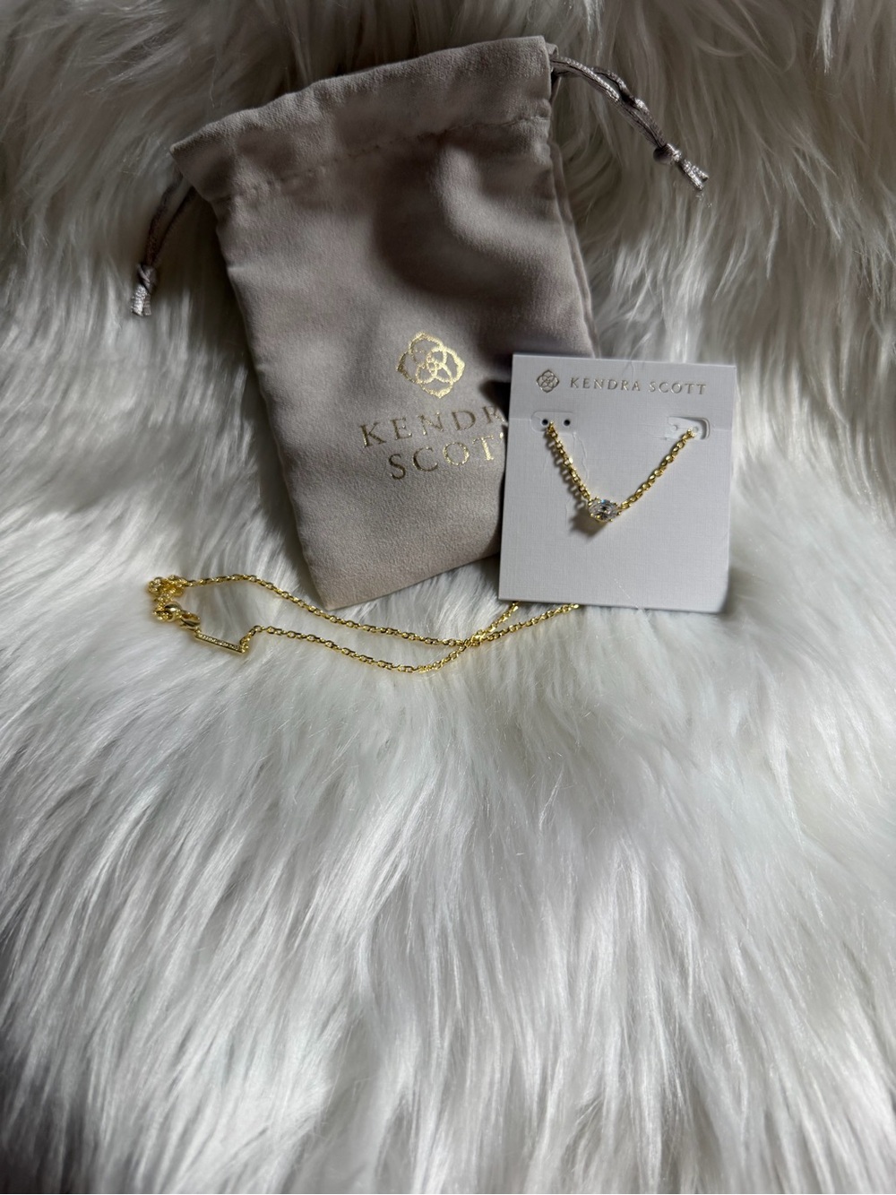 Kendra Scott Gold Chain Necklace with Clear Stone